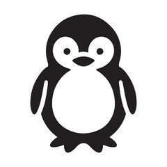 Black Penguin Silhouette Vector Illustration Icon - Minimalist Animal Artwork