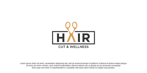 Hair cut icon vector logo design with creative concept Premium Vector