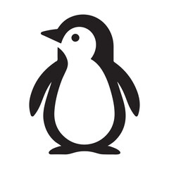 Black Penguin Silhouette Vector Illustration Icon - Minimalist Animal Artwork