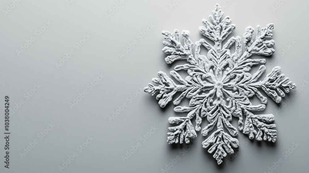 Poster delicate centered snowflake on light background
