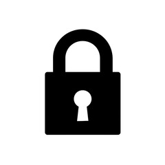 A simple black padlock icon representing security and protection.