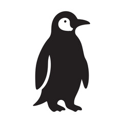 Black Penguin Silhouette Vector Illustration Icon - Minimalist Animal Artwork