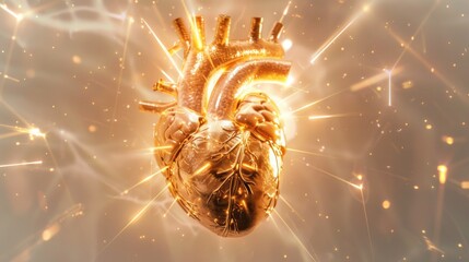 a human heart, with radiant light beams emanating from it