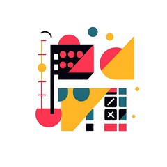 Fototapeta premium Abstract geometric design featuring vibrant shapes and patterns.