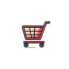 A colorful shopping cart icon designed for online retail.