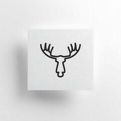 A minimalist line drawing of a moose's head with antlers on a white background.