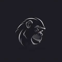 Fototapeta premium A stylized illustration of a gorilla's head in a dark background.