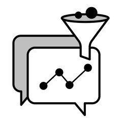 Data Filtering Chat Icon – A Chat Bubble with a Funnel, Indicating Data Refinement and Filtered Conversations