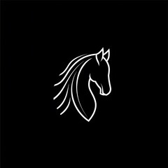 Fototapeta premium A minimalist line art representation of a horse's head on a black background.