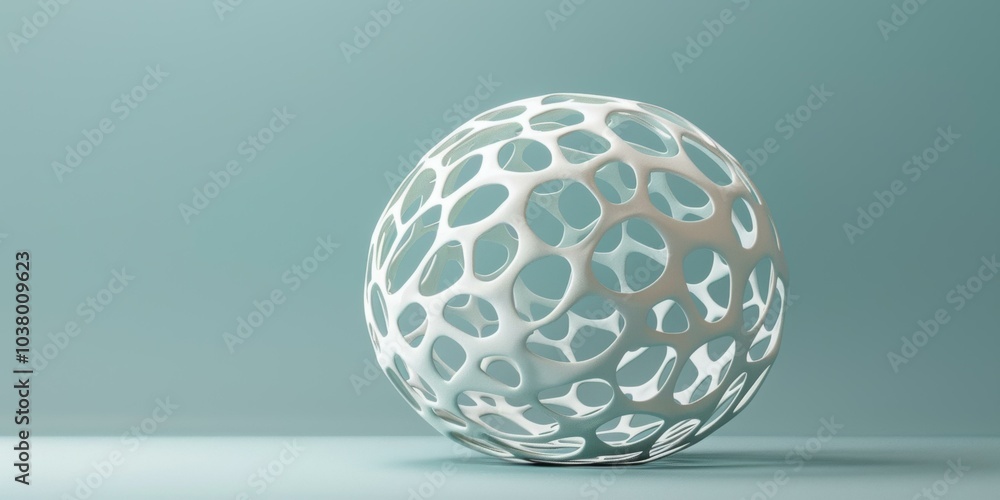 Poster abstract white sphere with a complex pattern. ai.