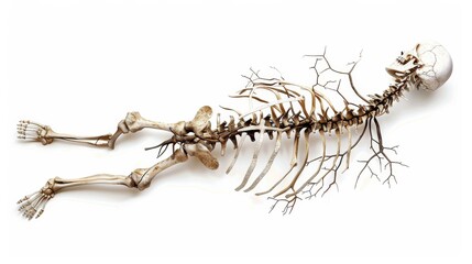 Obraz premium a human spine, with roots and branches extending from it