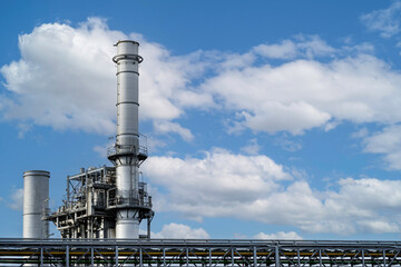 Power plants in industrial estates blue sky background.