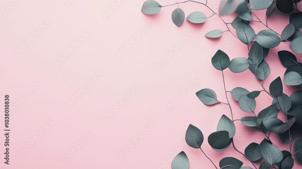 Poster a soft pink background adorned with leafy branches, creating a calming aesthetic.