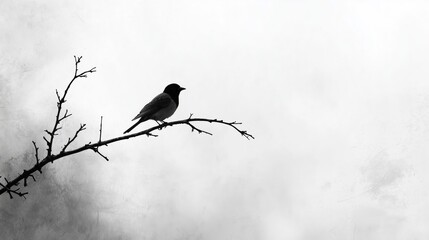 Solitary Bird Perched on a Bare Branch in Silence