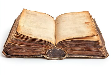 Fototapeta premium An open book on a white backdrop, isolated. Generative Ai
