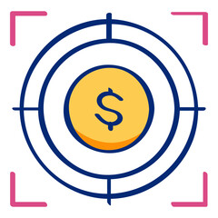 Target icon in a hand-drawn style. Icons showing wealth and success are the main targets