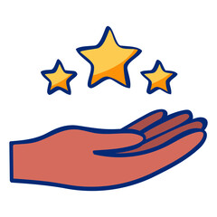 Rating icon in a hand-drawn style. Review icon in a hand-drawn style.