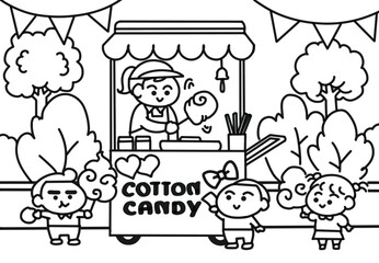 Kiosk Cotton Candy at the park.