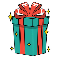 Gift Box Illustration With Outline