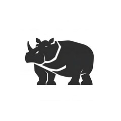 Obraz premium A stylized black silhouette of a rhinoceros, representing wildlife and conservation themes.