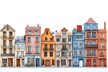 Fototapeta premium Isolated on a white background is a city neighborhood building. Generative Ai