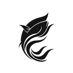 Naklejka premium A stylized black fish design with flowing fins, representing elegance and movement.