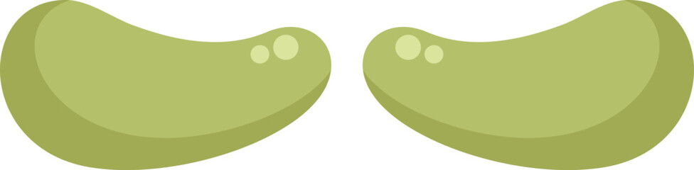 Two green cosmetic eye patch masks are laying on a white background