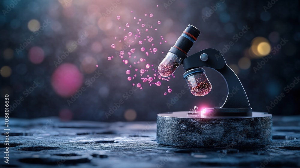 Poster ai powered microscope in futuristic laboratory setup