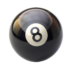 black billiard eight ball isolated on transparent background