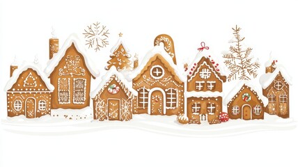 Fototapeta premium Christmas gingerbread house in snow town,Cookie and candy house with christmas tree,holiday greeting season,gift for Christmas day,Merry Christmas,happy new year concept,copy space.