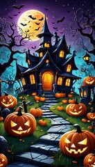 halloween layout, cartoon illustration