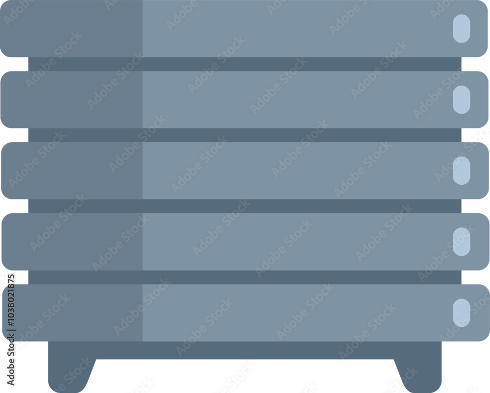 Poster icon of data storage unit with multiple hard drives for cloud computing