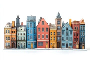 Fototapeta premium Isolated on a white background is a city neighborhood building. Generative Ai