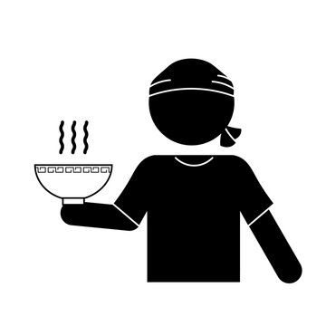 recommend clip art: ラーメンを運ぶスタッフのピクトグラム