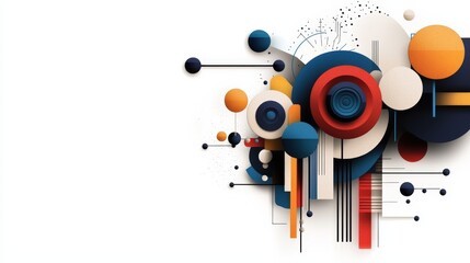 Obraz premium Colorful abstract shapes and lines, white background