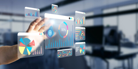 Interactive financial data analysis with charts and graphs in a digital interface.