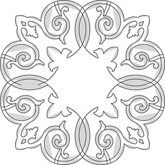 Sketch vector illustration silhouette design detail decorative floral ornament mandala rosette classic vintage ethnic