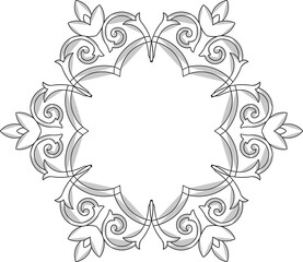 Sketch vector illustration silhouette design detail decorative floral ornament mandala rosette classic vintage ethnic 