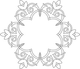 Sketch vector illustration silhouette design detail decorative floral ornament mandala rosette classic vintage ethnic
