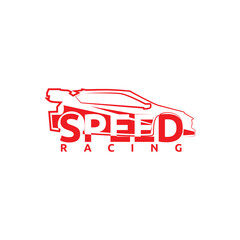 Speed car logo template in line art style