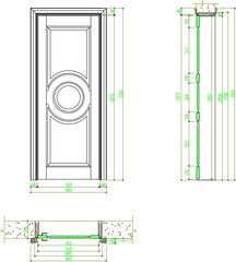 Vector sketch illustration of the silhouette of a classic vintage house building door frame design