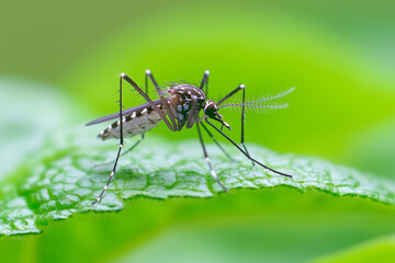 Fototapeta premium Mosquito on a Leaf