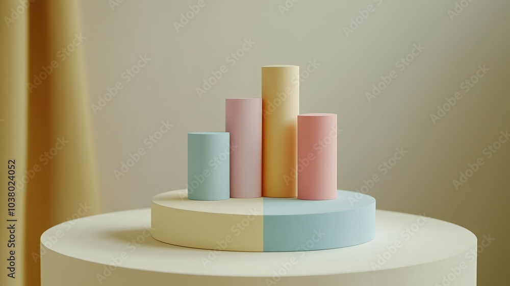Poster soft pastel minimalist graph display on table