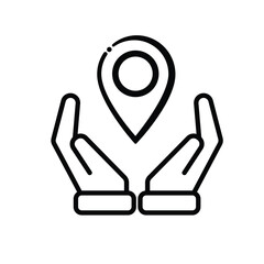 location icon. Deep location pin. outline design style. Travel, navigation, destination, delivery, target pictograms. Road map sign. vector template design