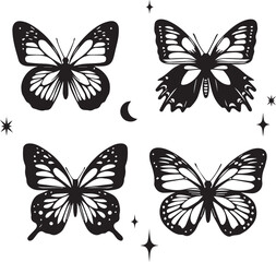 butterflies, insect, butterfly, tattoo, beautiful, wings vectors design 
