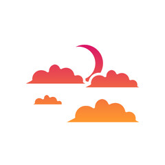 Crescent moon Halloween, horror, Mystery, and Scary Gradient Icon Set