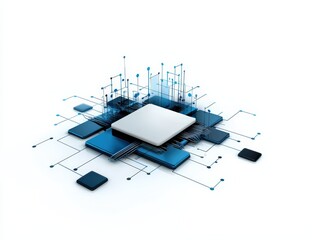 Abstract microchip design with circuits.