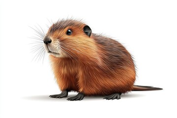 Beaver, white isolate background