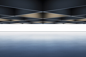 Obraz premium Modern exhibition space with blank background and clean design. 3D Rendering
