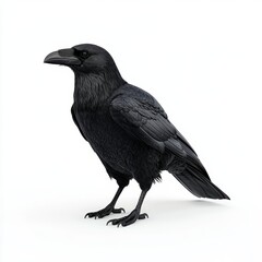 Fototapeta premium Black raven on white isolated background
